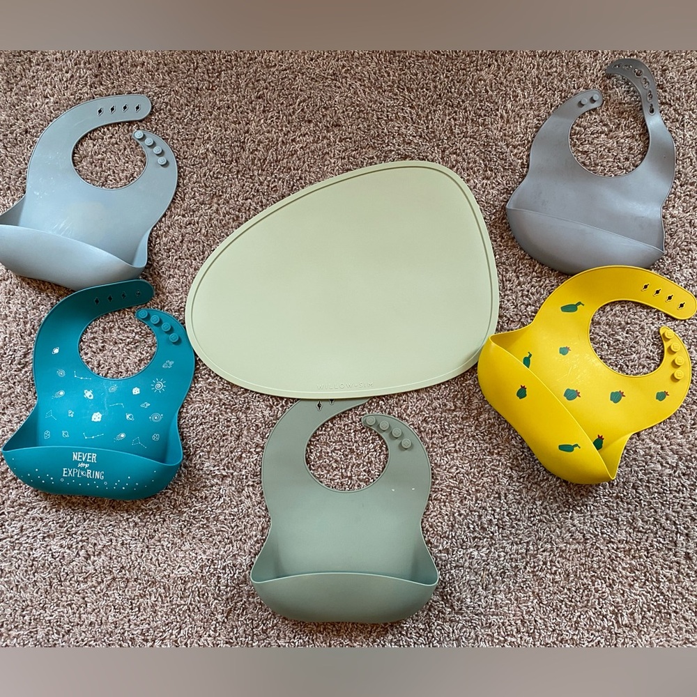 Silicone Baby Bib Bundle + Willow + Sim Placemat Set